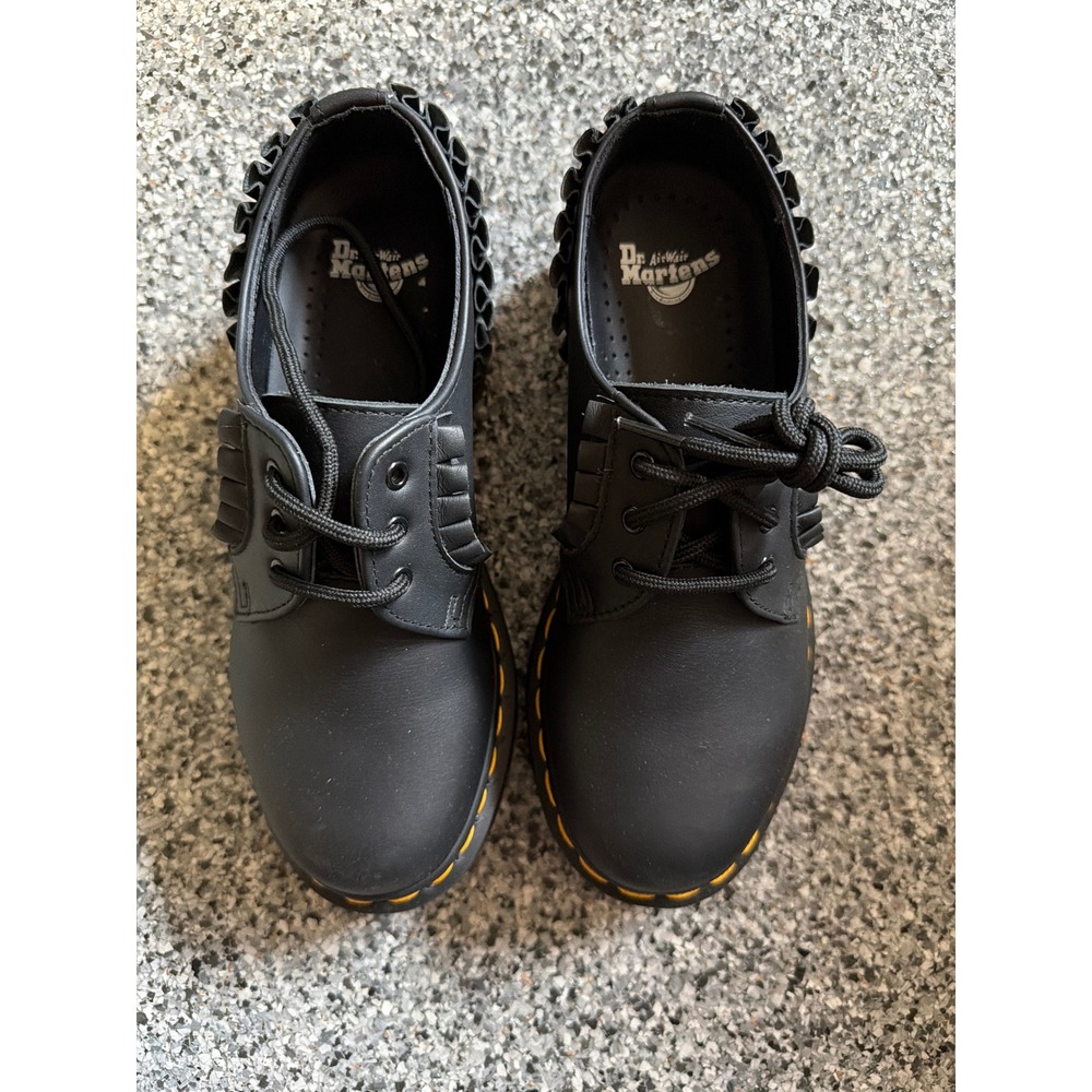 Dr. Martens 1461 Frill Black Leather Ruffle 3-Eye Oxford Shoes Womens 6 US L